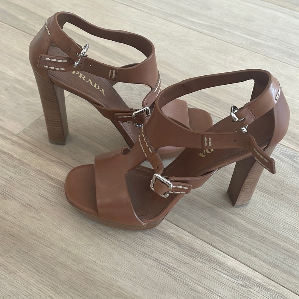 Authentic Brown Prada Sandal Heels